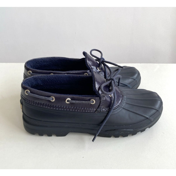 SPERRY TOP-SIDER Navy Blue Rubber Duck Shoe Low Boot Waterproof Lined Size 8.5 - Picture 4 of 6